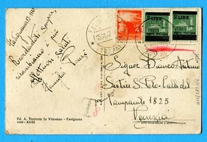DEMOCR.£.4 + LUOGOT.£.2 su c.25 DUE ESEMPLARI ann.FAVIGNANA, 15.11.47 (282266) - Imagen 1 de 2