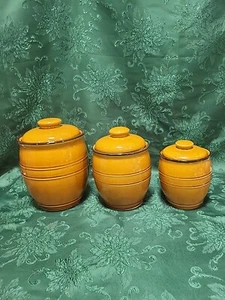 Home Trends Country Farmhouse Crock Amber Canisters Set Of 3! - Picture 1 of 11