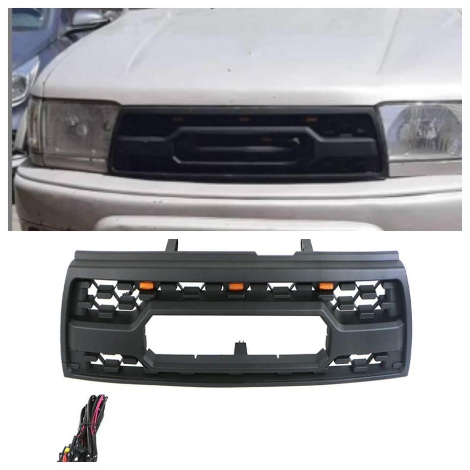Parrilla delantera para Toyota 4Runner 1996-2000 parrilla superior negra con LED Foto 1 de 4