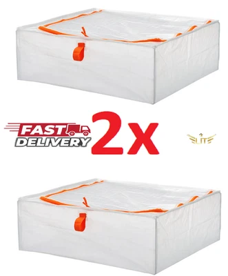 2x IKEA PARKLA Large Transparent Strong Plastic Zipped Under Bed Storage Bag - Image 1 of 4