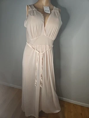 Camisón vintage Vanity Fair melocotón claro transparente correa de cintura dobladillo con cordones talla 36 Foto 1 de 4