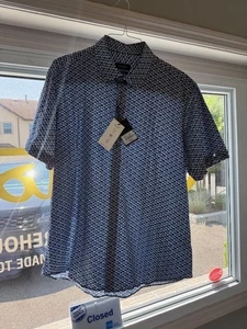 Bugatchi 8 Way Oooooch Comfort Stretch Navy Shirt Mens Size 2XL-NEW W/TAGS - Picture 1 of 6