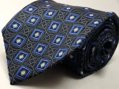 Corbata JZ RICHARDS Hecha a Mano en EE. UU. 100 % Seda Para Hombre Negra Azul Gris Blanca Plata NUEVA Foto 1 de 4