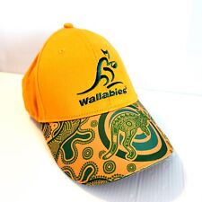 Australian Rugby Wallabies Indigenous Yellow & Green Baseball Cap Hat - One Size