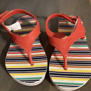 BABY GAP UNISEX RED STRIPED THONG FLIP FLOP SANDALS SHOES SIZE 9 TODDLER - Picture 1 of 5