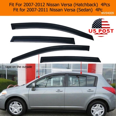 Window Visors Rain Sun Guards Vent Shade for Nissan Versa Hatchback 2007-2012 Foto 1 de 4