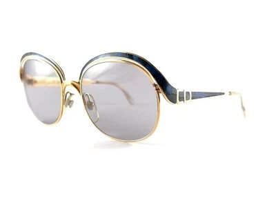 VINTAGE CHRISTIAN DIOR 2037  GOLD & BLUE MARBLED SUNGLASSES 1970'S AUSTRIA - Image 1 of 4