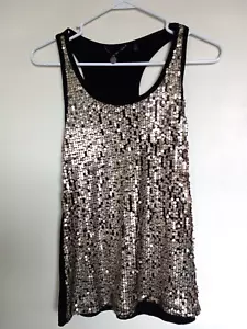 Camiseta sin mangas BKE Boutique Sheer Racer Back con lentejuelas ~ negra talla XS - Imagen 1 de 3