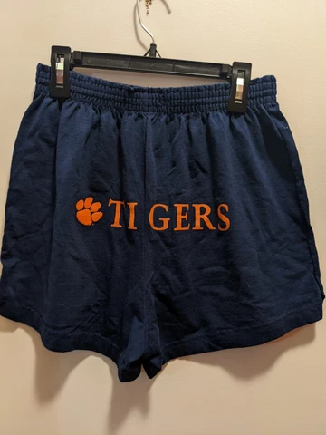 Clemson Tigers Women's Large Blue Stretch Waist Gym Shorts With 3 Inch Inseam Cover