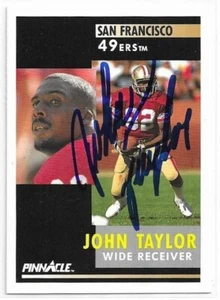 JOHN TAYLOR Autographed Signed 1991 Pinnacle Football card #137 49ers 49'ers - Picture 1 of 1
