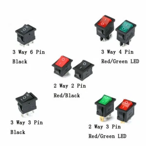 KCD1 Square Rectangle Rocker LED Button Car Van Boat Switch AC 6A 250V 10A/125V - Picture 1 of 9