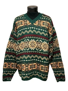 Jos. J. Oliver Multi-Color Green Brown Wool Sweater Size L Long Sleeve Vintage - Picture 1 of 8