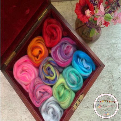 Heidifeathers® Needle Felting Wool Tops 'Harmony Mix' Blended Merino Wool Roving - Image 1 of 4