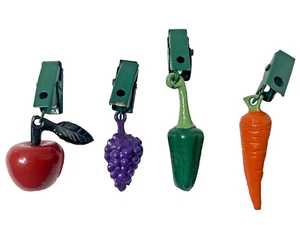 Vintage  4 Fruit Veggie Apple Grapes Pepper Carrot Table Cloth Weights - 1980's - Picture 1 of 5