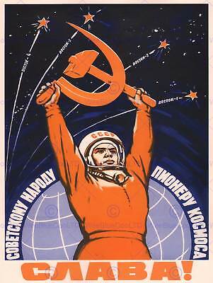 Propaganda Cosmonaut Gagarin Ussr Red Communism Poster Art Print Bb2421b • 17.79$