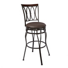 Adjustable 24" or 29" Swivel Barstool Oil Rubbed Bronze Wood Accent Leather