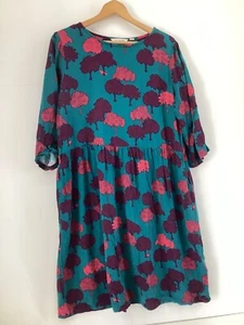 Lily & Me Womens Dress Size 18 Green Purple Pink Tears Fox 3/4 Sleeve - Picture 1 of 8