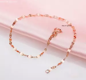 Solid 18K Rose Gold Pure Au750 Kiss Lip Chain Link Women Bracelet 6.3-7.1" - Picture 1 of 3