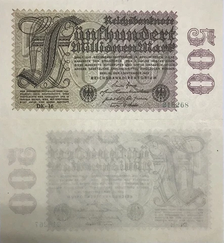 Germany Reichsbank 500000000 Mark 1923 P 110 d UNC Cover