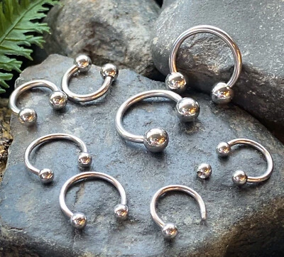 3 PAIR Value Pack 316L Surgical Steel Circular Barbells Horseshoes - 14g or 16g - Image 1 of 3
