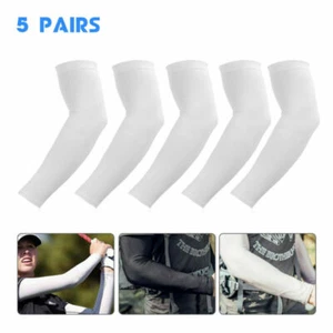 5 Pairs Cooling Arm Sleeves Cover UV Sun Protection Sports Outdoor For Men Women - Picture 1 of 26