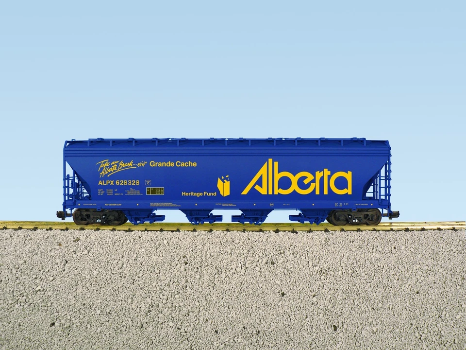 Trenes de Estados Unidos R14126M ALBERTA 4 BAHÍAS TOLVA CUBIERTA DE FLUJO CENTRAL AZUL #ALPX 628468 Foto 1 de 1