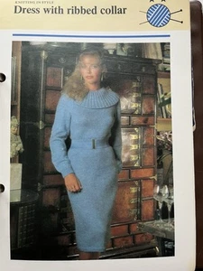 Original Knitting Pattern - Ladies Dress With Ribbed Collar - Picture 1 of 1