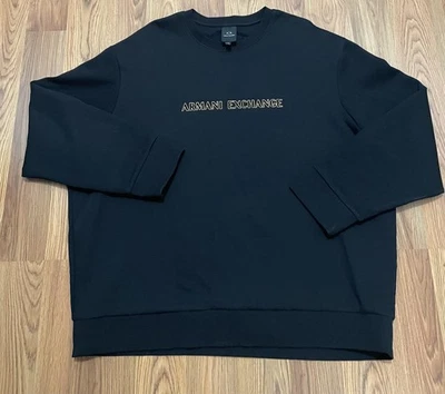 Armani Exchange Sweatshirt Mens 2XL Black Crewneck Embroidered Logo XM000082 - Image 1 of 4