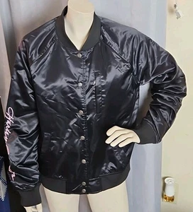 Harley Davidson Satin Bomberjacke Damen Medium schwarz rosa bestickt - Bild 1 von 14