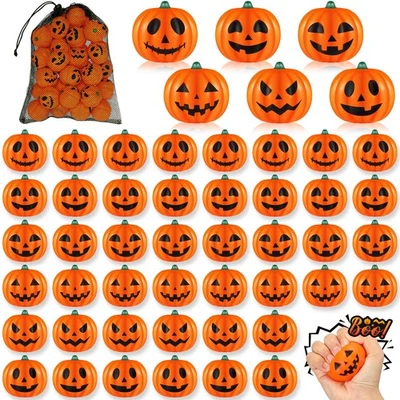 80 Piezas 2 Pulgadas Halloween Calabaza Estrés Bolas Mini Espuma Alivio Bolas con Bolsas... Foto 1 de 4