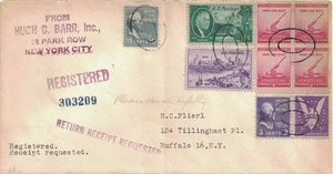 Cubierta registrada de Nueva York 1951 enviada a Buffalo, Nueva York con gran franqueo mixto - Imagen 1 de 2