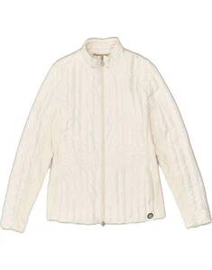 MONCLER Womens Padded Jacket Size 3 Large Off White Polyester BD76 - Picture 1 of 3