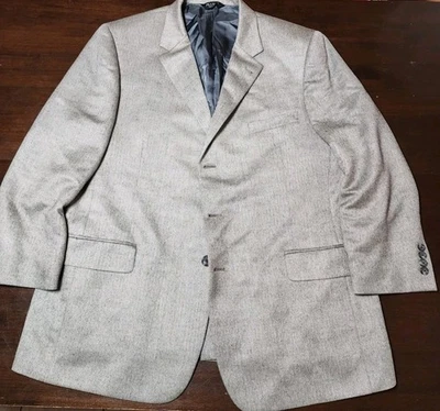 Blazer Chaqueta Deportiva Jos A Bank 48R Gris Plateado Negro Seda Camelhair Pata de Gallo Foto 1 de 4