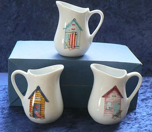 Beach Huts porcelain cream/milk jug - small 0.125 litres 3 cols - Picture 1 of 4