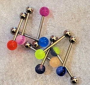 9 Acrylic & Steel  Glow In The Dark Tongue Rings 5/8"  9pcs  - Picture 1 of 1