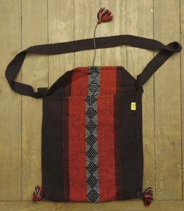 Pinzon Crossbody Knitted Pouch Bag - Red Black Aztec Made In Mexico Artesanias - Picture 1 of 5