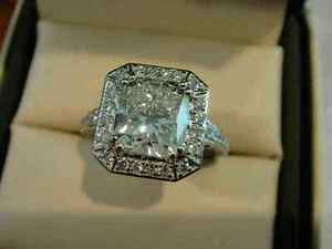 2.50Ct Radient Cut Moisanite Engagement & Wedding Ring 14K White Gold Size 8.5 - Picture 1 of 6