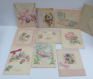 Lote de 9 tarjetas de felicitación de colección cumpleaños flores de bebé simpatía se recuperan sin usar - Imagen 1 de 15