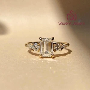1.20Ct Emerald Cut Lab Diamond Engagement Ring 10K Yellow Gold VS1/E IGI Certi - Picture 1 of 9