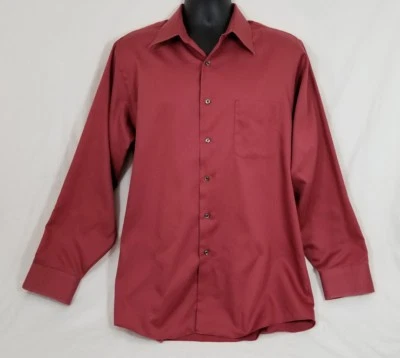 Camisa de manga larga Geoffry Beene para hombre naranja quemado con botones delanteros talla grande Foto 1 de 4