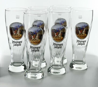 6 x Prinzregent Luitpold Exklusiv Weizenbierglas 0,5l Wellen im Glas Rastal 8490