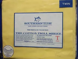 New SOUTHERN TIDE 300tc 100% Cotton Twill Sheet Set Twin Size Moonlight Yellow  - Picture 1 of 4