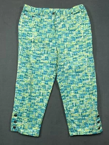 Ruby Rd Favorites Pants Womens 10 Blue Yellow Crop Chino Casual Ladies 32x22 1 - Picture 1 of 9