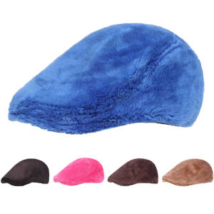 Men Women Winter Warm Hats Velvet Berets Hat Outdoor Casual Newsboy Golf Caps