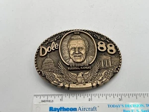 Vintage ADM 1988 Bob Dole US Senator Russell, Kansas KS Brass Belt Buckle - Picture 1 of 4