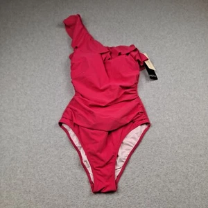 Gottex Swimsuit Woman 10 Pink Ruffle Profile One Piece Beach Resort 50+ UV Ruch - Picture 1 of 10