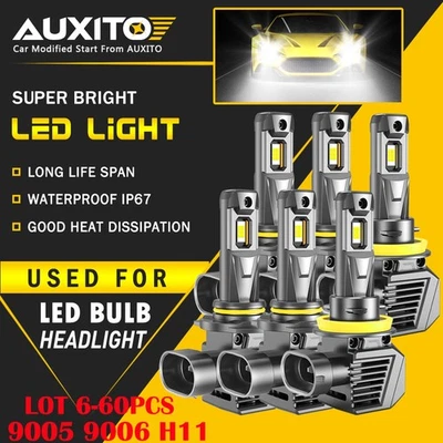 6-60X LED Headlights Fog Lights Bulbs For Chevy Silverado 1500 2500 HD 2003-2005 - Image 1 of 4