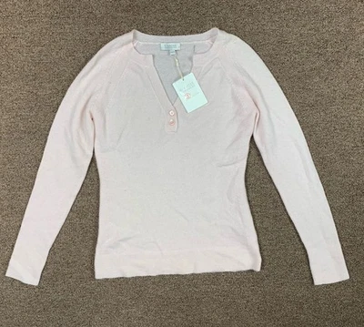 Suéter Kinross Cashmere Henley para mujer XS Pullover Nuevo con etiquetas Precio de venta sugerido por el fabricante $200+ Diseñador de pétalos Foto 1 de 4
