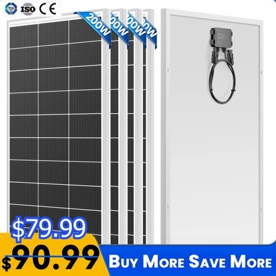 200W 400W 800W 1000W Mono Solar Panel 12V Off-Grid Camping Battery Home RV - Image 1 of 4