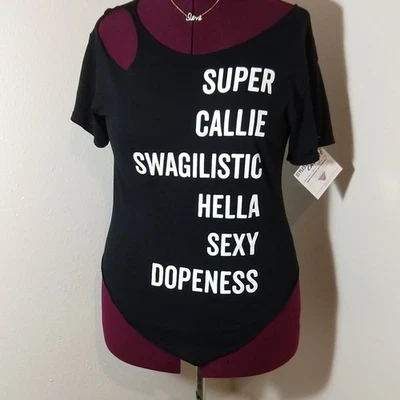 Camiseta Super Callie Swagalistic Hella Sexy Gráfica S Triturada Hombro Frío Punk Foto 1 de 4